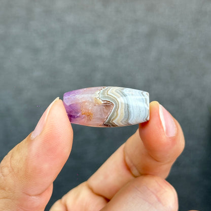 Natural Amethyst Lace Agate Lu Thong Charm