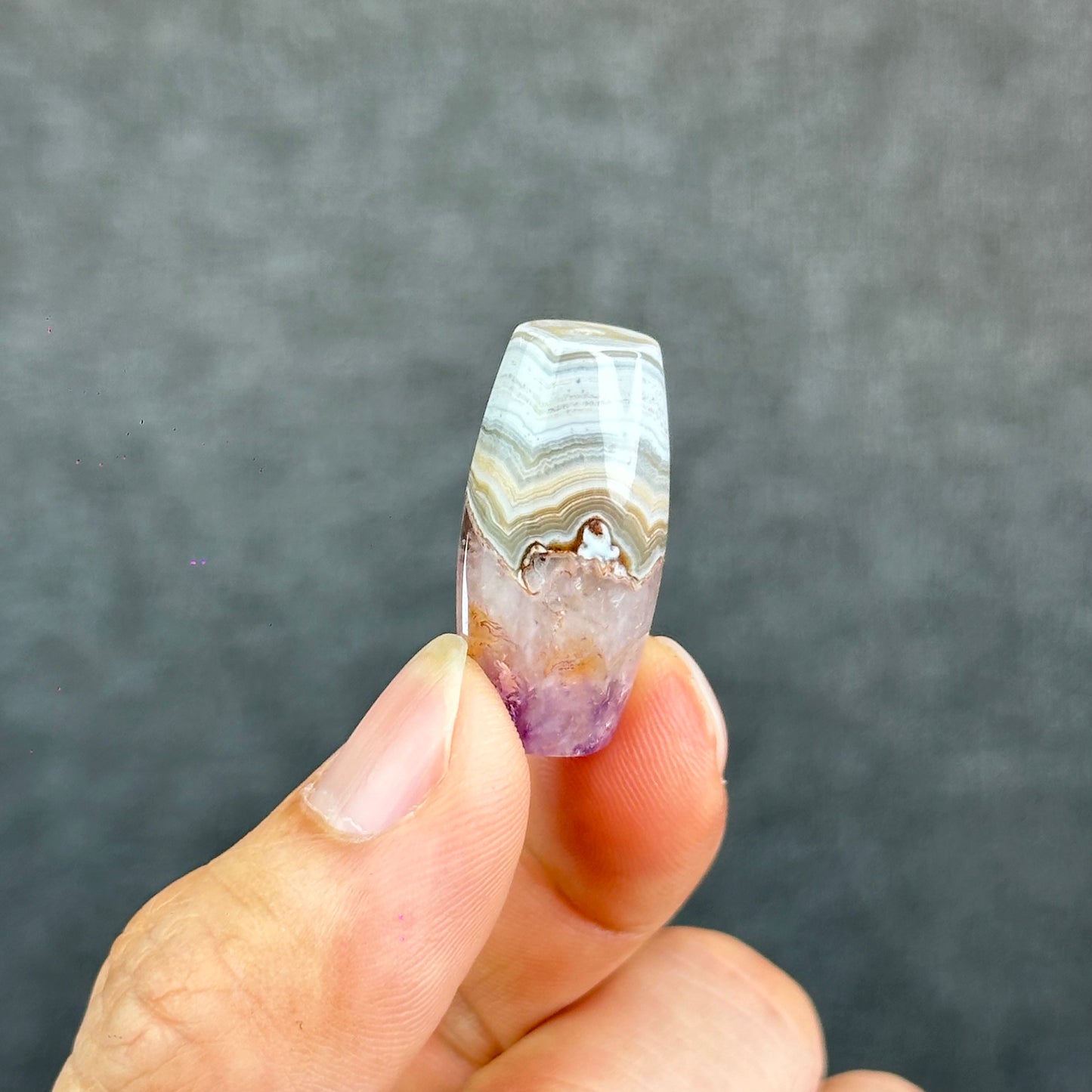 Natural Amethyst Lace Agate Lu Thong Charm