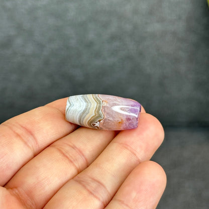 Natural Amethyst Lace Agate Lu Thong Charm
