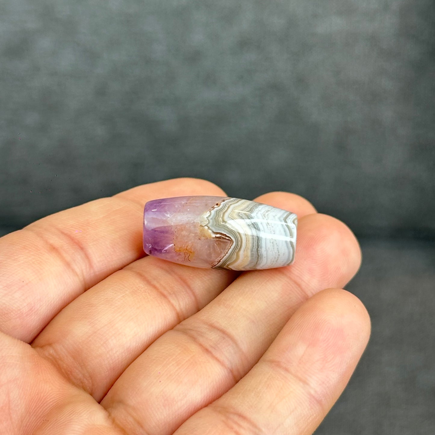 Natural Amethyst Lace Agate Lu Thong Charm
