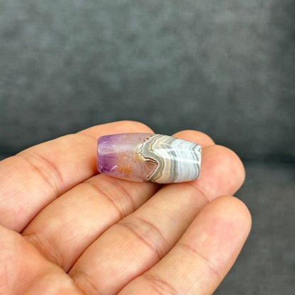 Natural Amethyst Lace Agate Lu Thong Charm