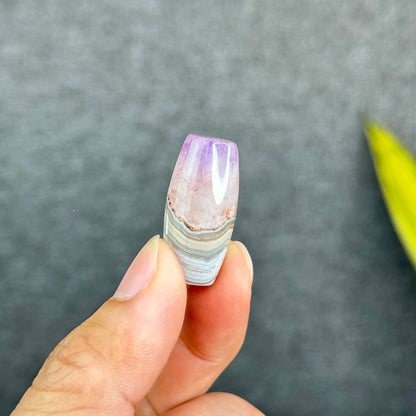 Natural Amethyst Lace Agate Lu Thong Charm