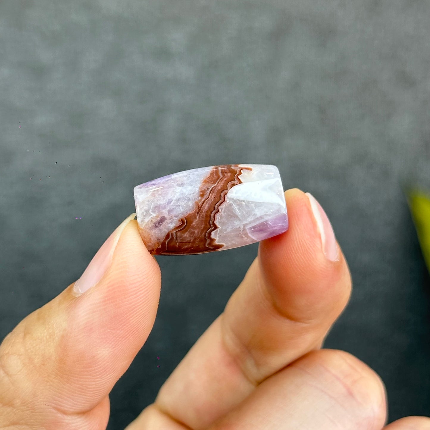 Natural Amethyst Lace Agate Lu Thong Charm