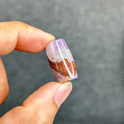 Natural Amethyst Lace Agate Lu Thong Charm