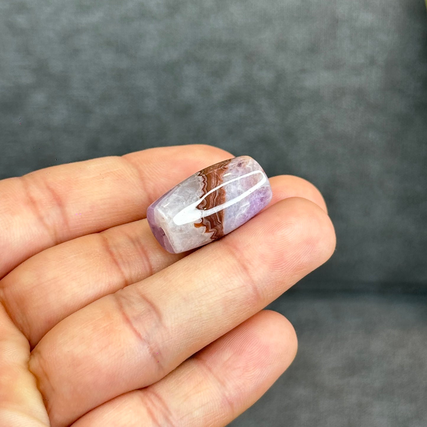Natural Amethyst Lace Agate Lu Thong Charm