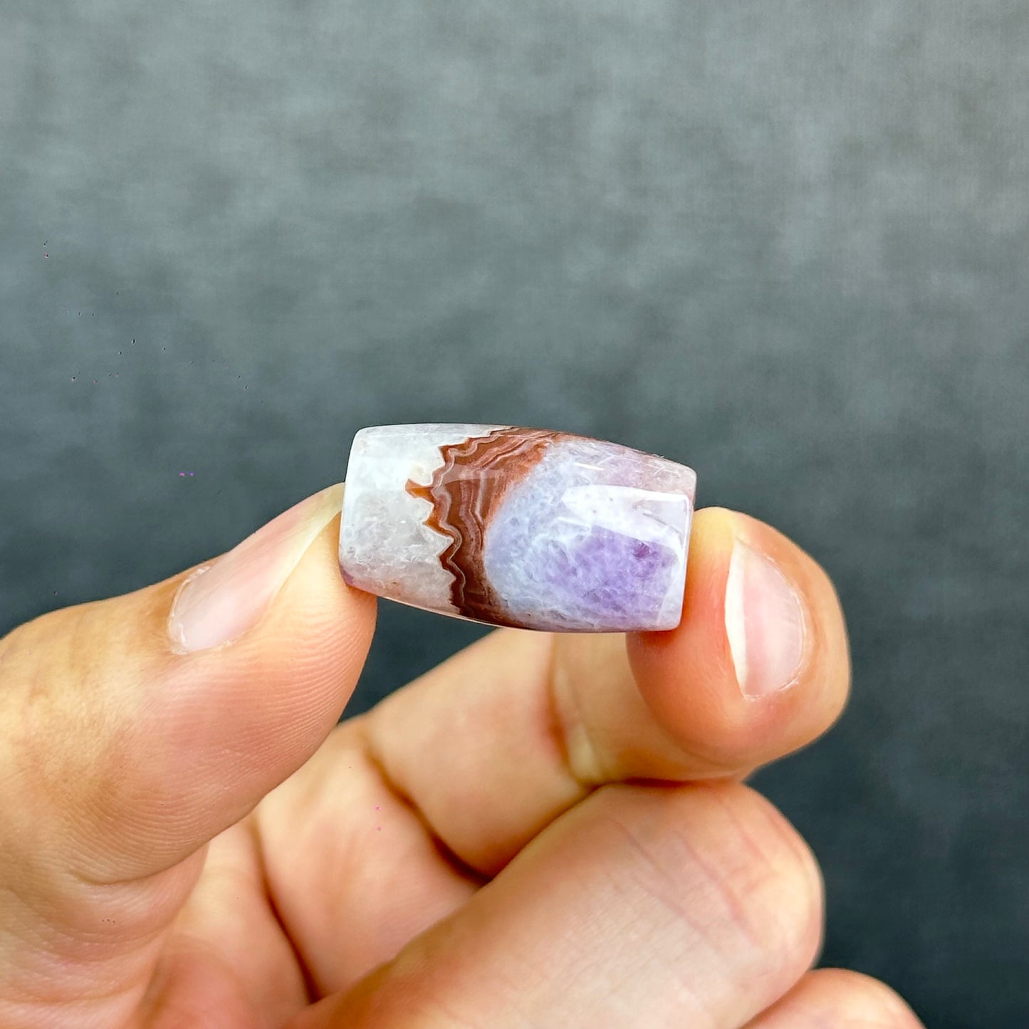 Natural Amethyst Lace Agate Lu Thong Charm