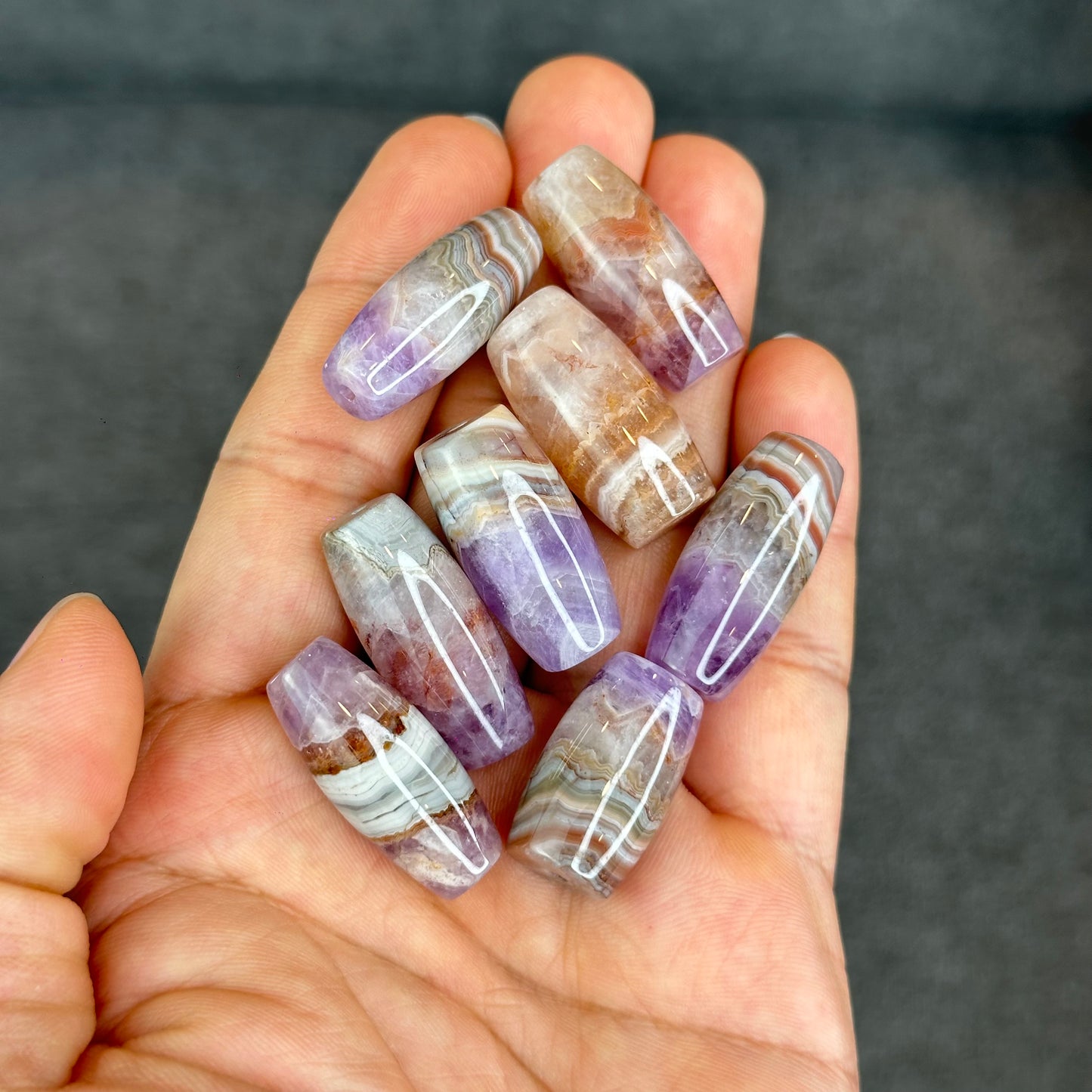 Natural Amethyst Lace Agate Lu Thong Charm