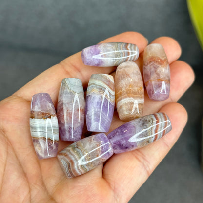 Natural Amethyst Lace Agate Lu Thong Charm