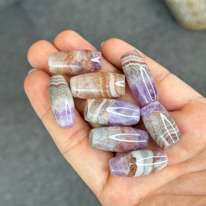 Natural Amethyst Lace Agate Lu Thong Charm