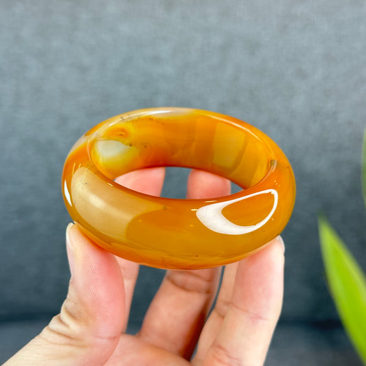 Natural Agate Bangle Leaf Style Size 52 mm