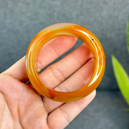 Natural Agate Bangle Leaf Style Size 52 mm