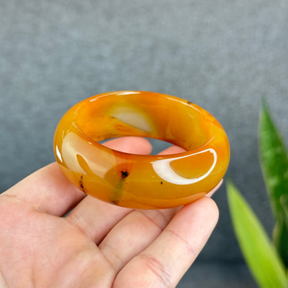 Natural Agate Bangle Leaf Style Size 52 mm