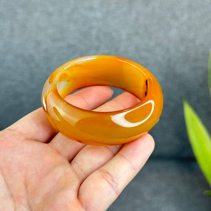 Natural Agate Bangle Leaf Style Size 52 mm