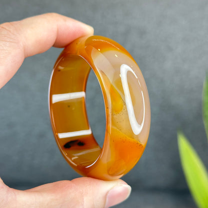 Natural Agate Bangle Leaf Style Size 52 mm