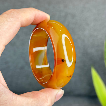 Natural Agate Bangle Leaf Style Size 52 mm