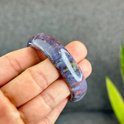 Natural Moss Agate Bangle Leaf Style Size 56 mm