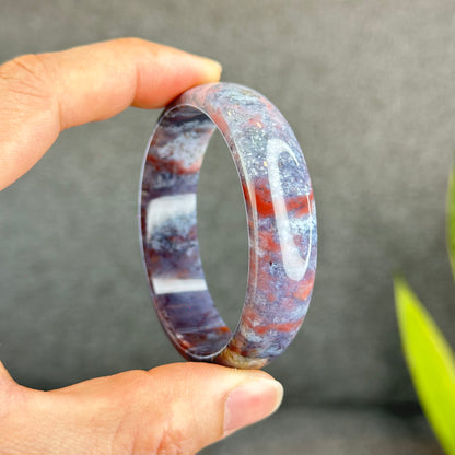 Natural Moss Agate Bangle Leaf Style Size 56 mm