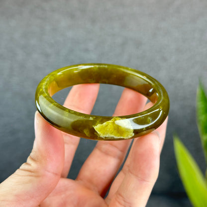 Natural Serpentine Bangle Leaf Style Size 57 mm