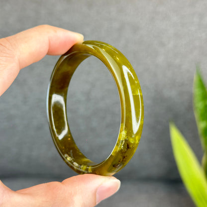 Natural Serpentine Bangle Leaf Style Size 57 mm