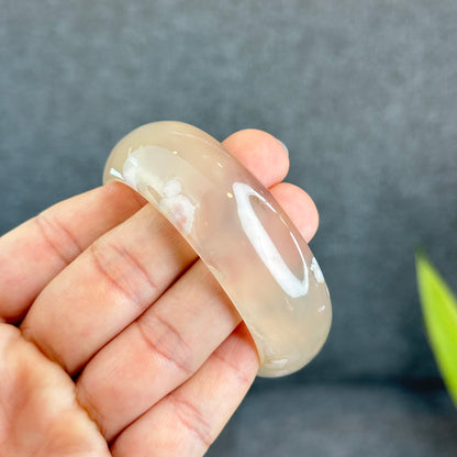 Flower Agate Bangle Leaf Style Size 55.5 mm