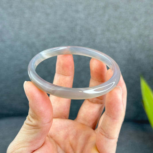 Natural Agate Bangle Leaf Style Size 61 mm