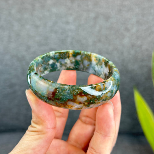 Bracelet Agate Mousse Style Feuille Taille 58 mm