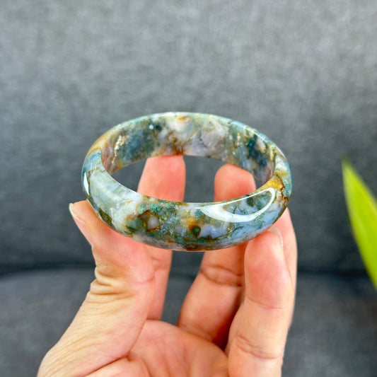 Bracelet Agate Mousse Style Feuille Taille 55 mm
