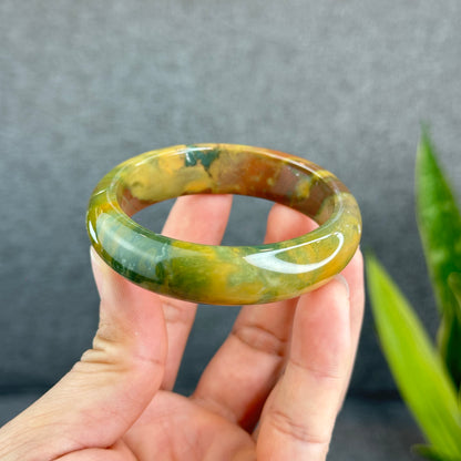 Colourful Chalcedony Bangle Leaf Style Size 53.5 mm