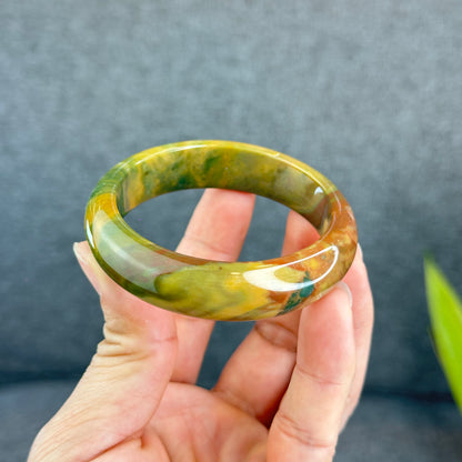 Colourful Chalcedony Bangle Leaf Style Size 53.5 mm