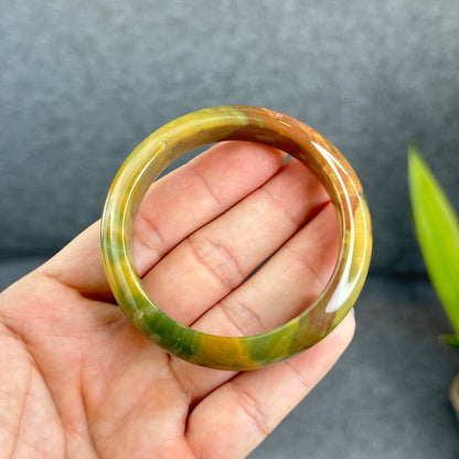 Colourful Chalcedony Bangle Leaf Style Size 53.5 mm
