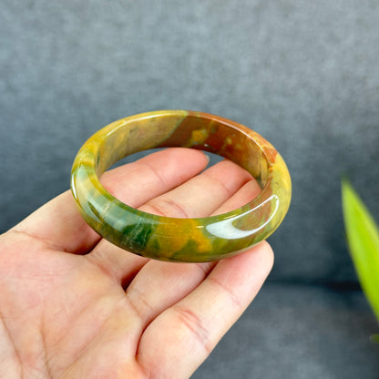 Colourful Chalcedony Bangle Leaf Style Size 53.5 mm