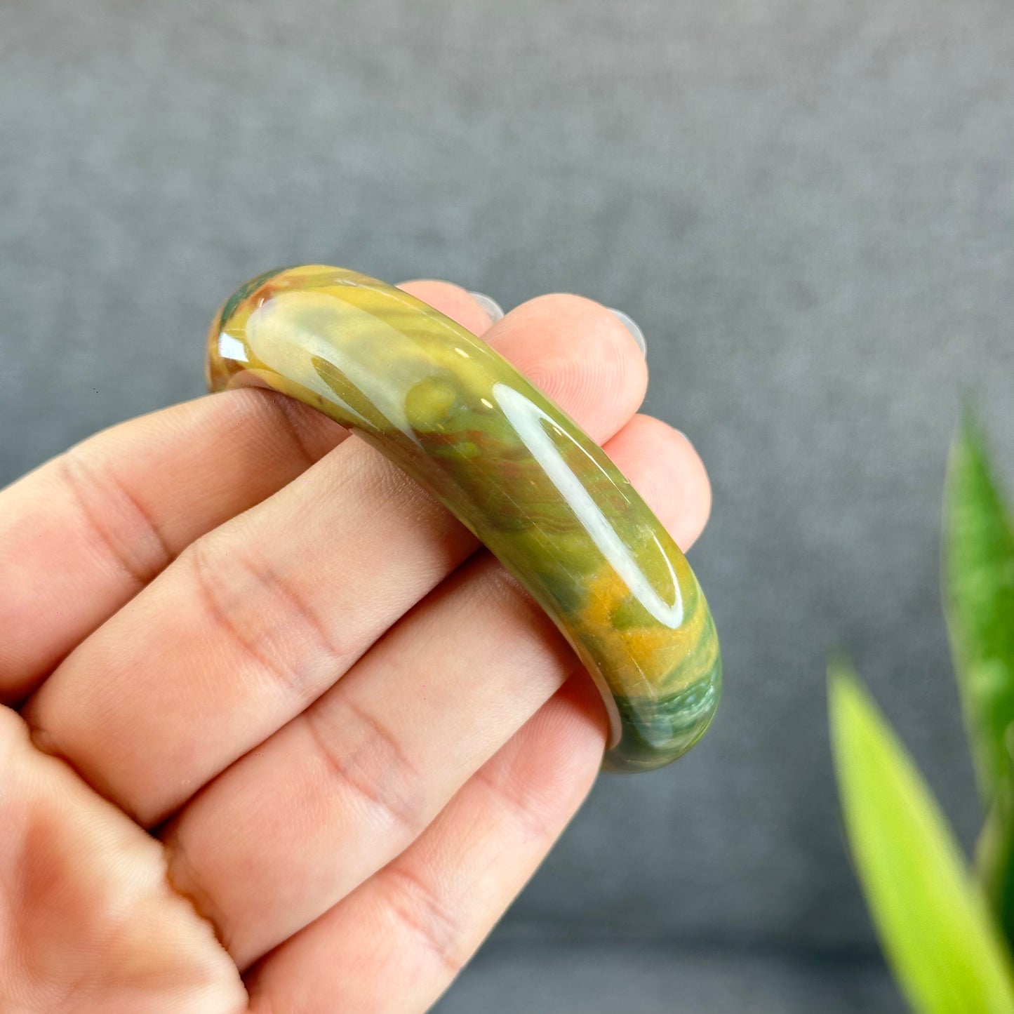 Colourful Chalcedony Bangle Leaf Style Size 53.5 mm