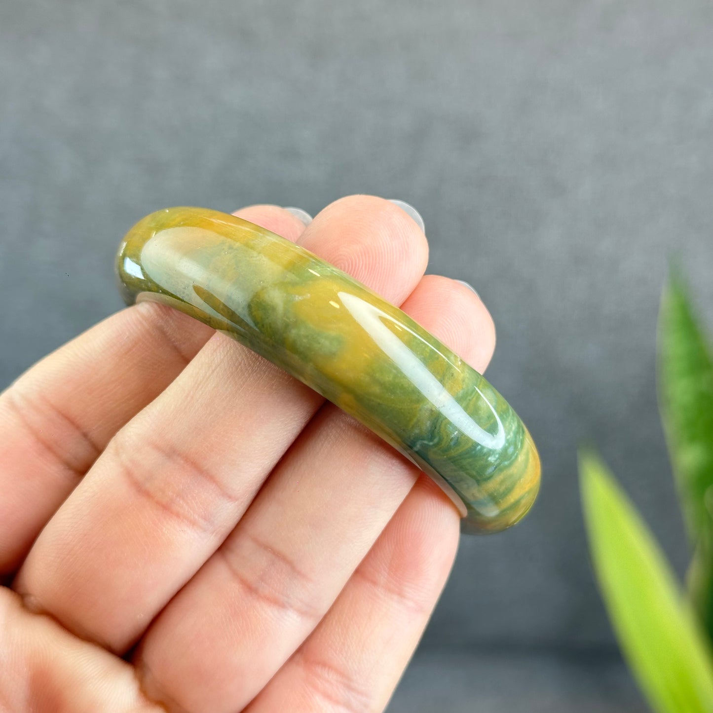 Colourful Chalcedony Bangle Leaf Style Size 53.5 mm