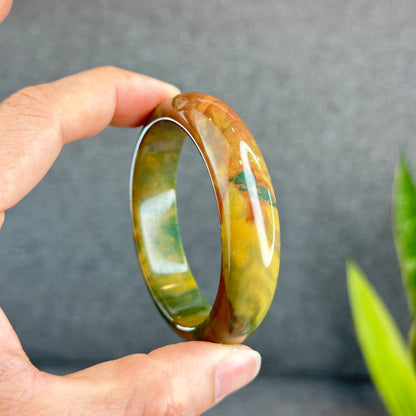 Colourful Chalcedony Bangle Leaf Style Size 53.5 mm