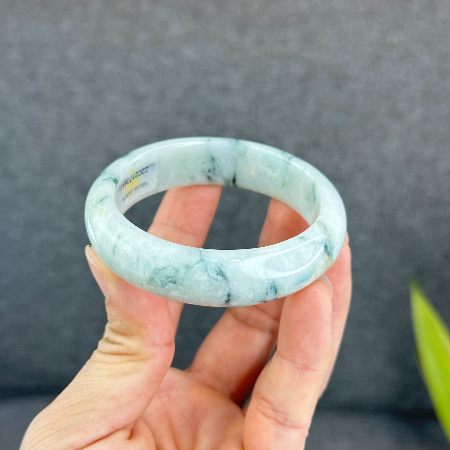 Bracelet en jade de jadéite verte florale Style feuille Taille 55,6 mm