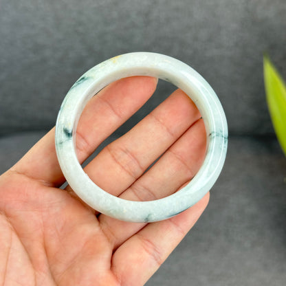 Bracelet en jade de jadéite verte florale Style feuille Taille 55,6 mm