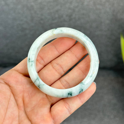 Bracelet en jade de jadéite verte florale Style feuille Taille 55,6 mm