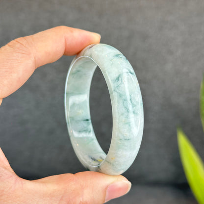 Bracelet en jade de jadéite verte florale Style feuille Taille 55,6 mm