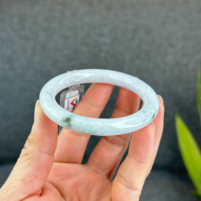 Natural Light Lavender Jadeite Jade Bangle Chopstick Sytle Size 53.7 mm Certificate 956262