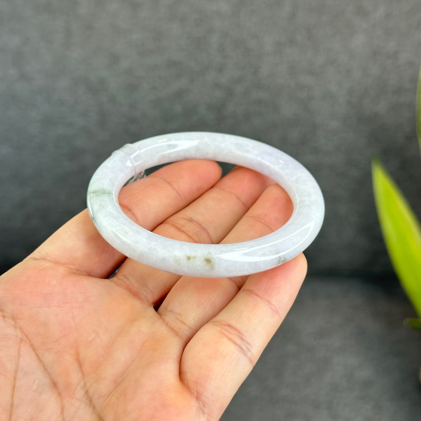 Natural Light Lavender Jadeite Jade Bangle Chopstick Sytle Size 53.7 mm Certificate 956262