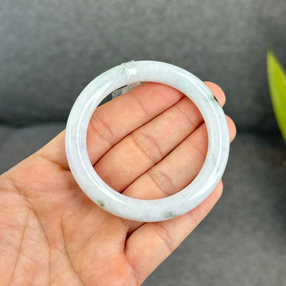 Natural Light Lavender Jadeite Jade Bangle Chopstick Sytle Size 53.7 mm Certificate 956262