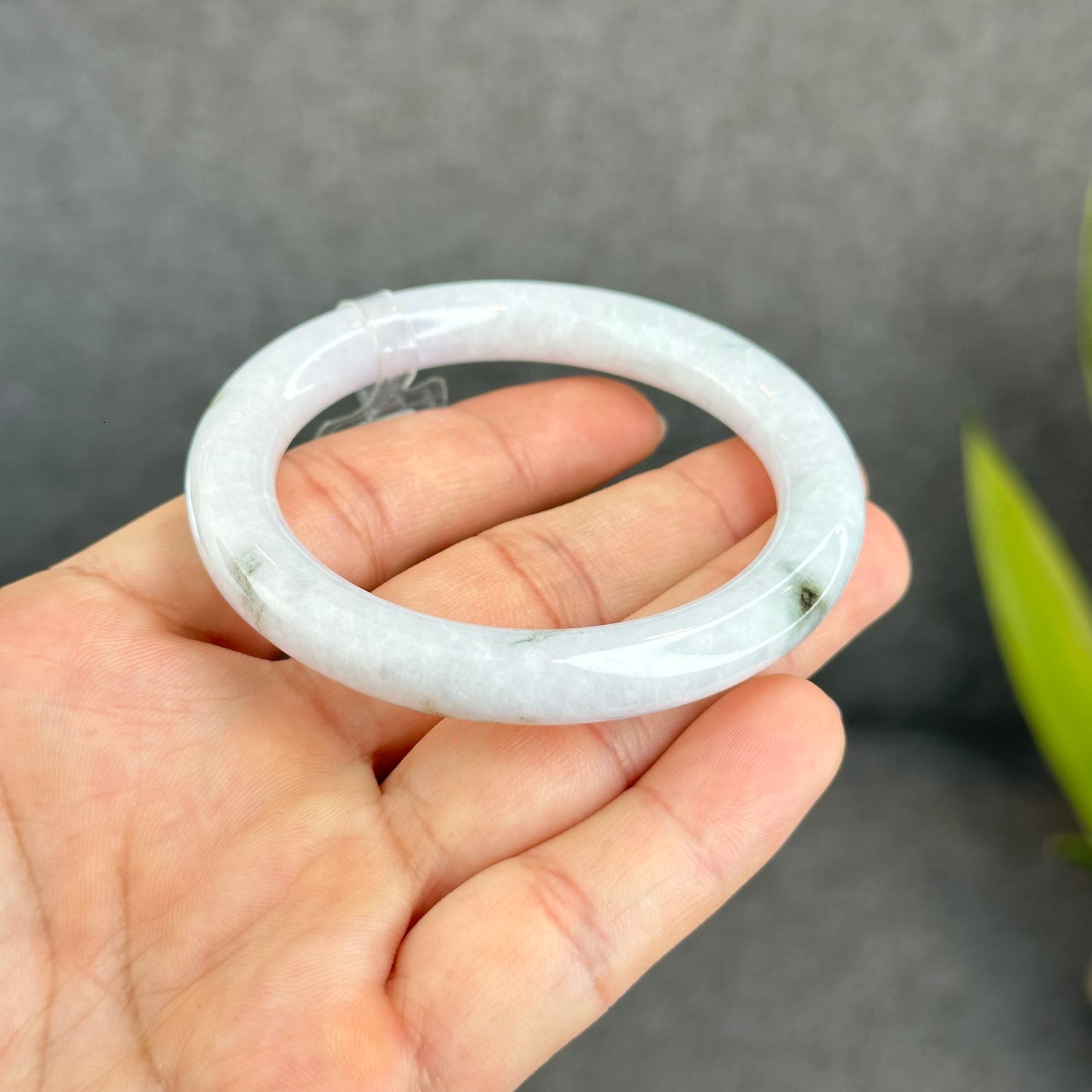 Natural Light Lavender Jadeite Jade Bangle Chopstick Sytle Size 53.7 mm Certificate 956262