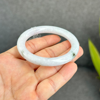 Natural Light Lavender Jadeite Jade Bangle Chopstick Sytle Size 53.7 mm Certificate 956262