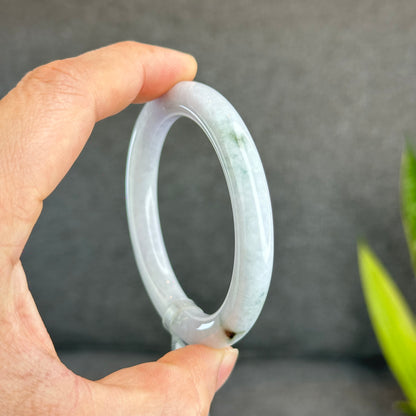 Natural Light Lavender Jadeite Jade Bangle Chopstick Sytle Size 53.7 mm Certificate 956262