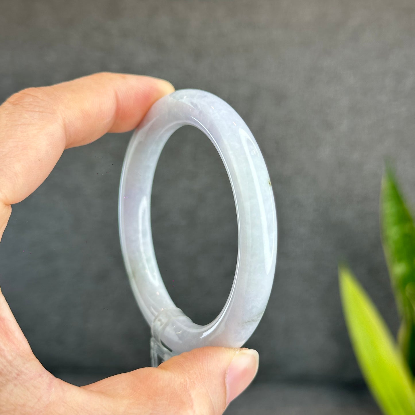 Natural Light Lavender Jadeite Jade Bangle Chopstick Sytle Size 53.7 mm Certificate 956262