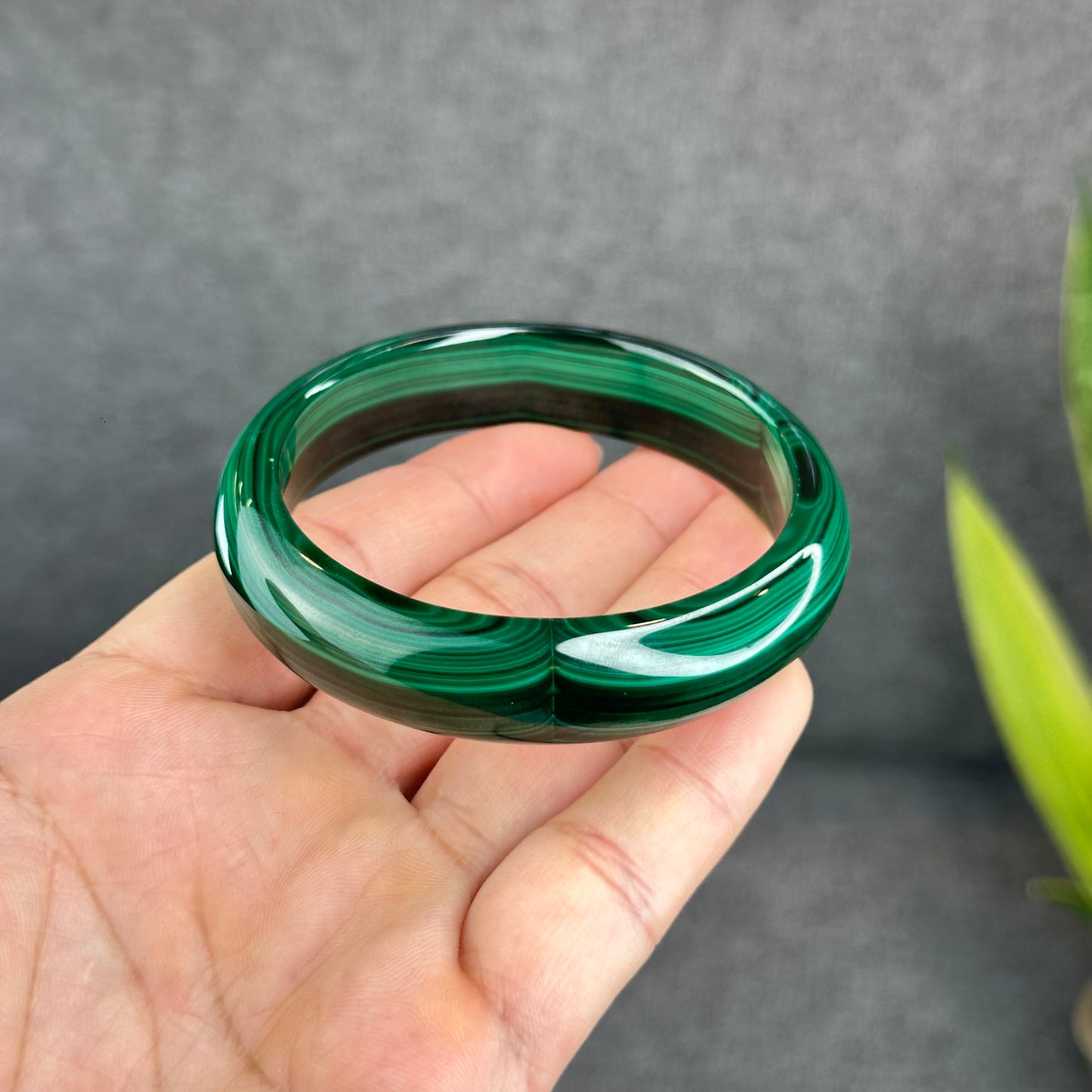 Bracelet Malachite Style Feuille Taille 58,7 mm
