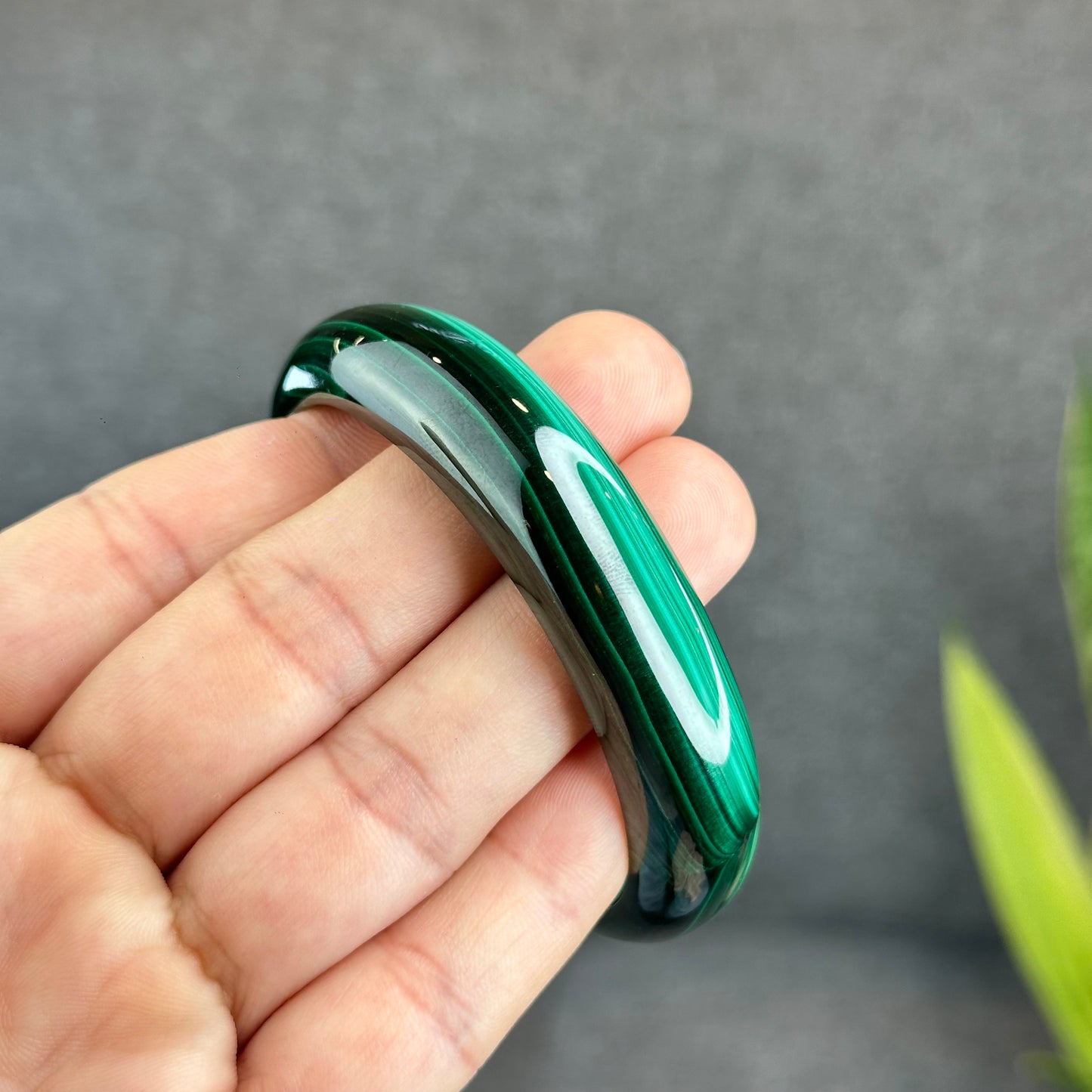 Bracelet Malachite Style Feuille Taille 58,7 mm