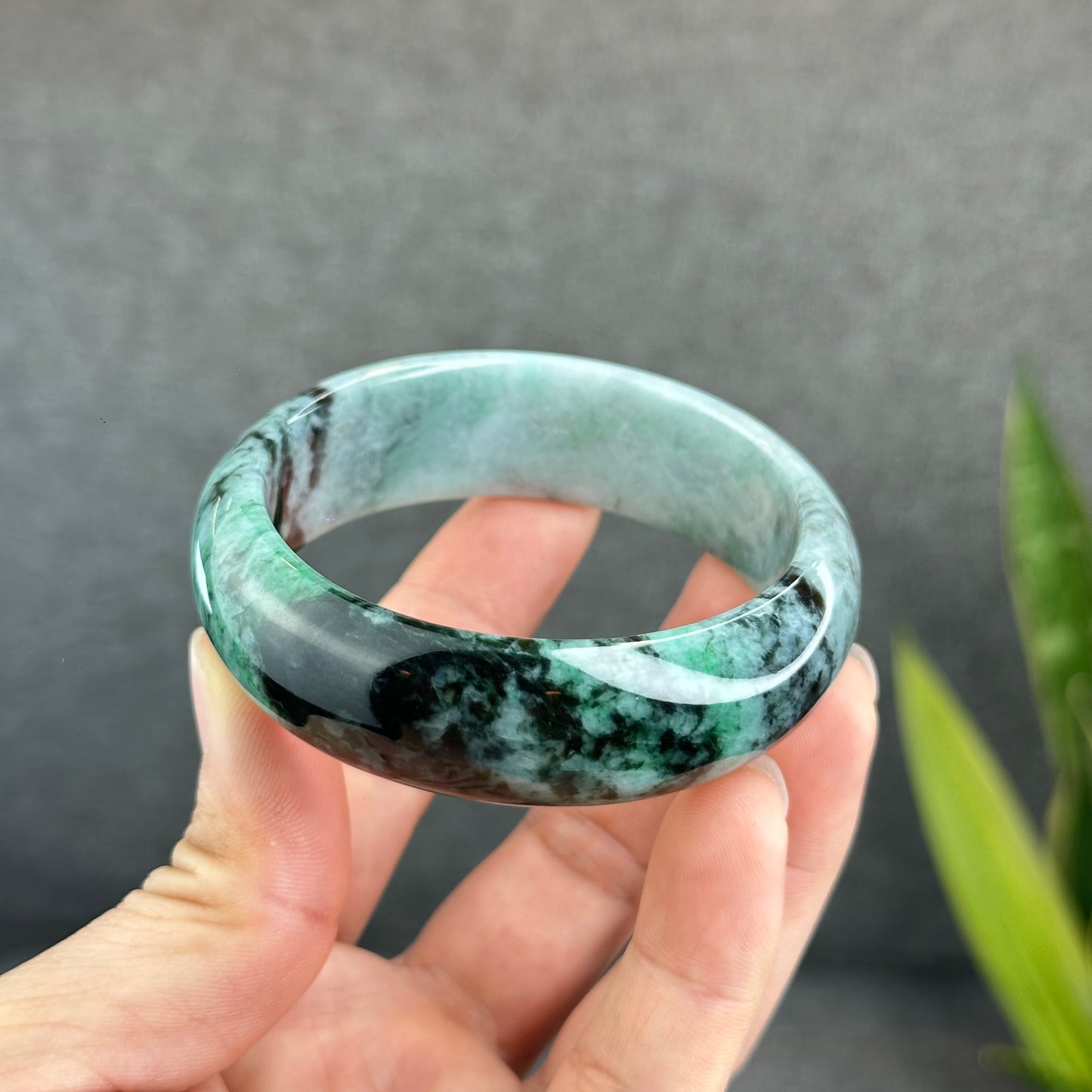 Bracelet Jadeite Jade Style Feuille Taille 58 mm