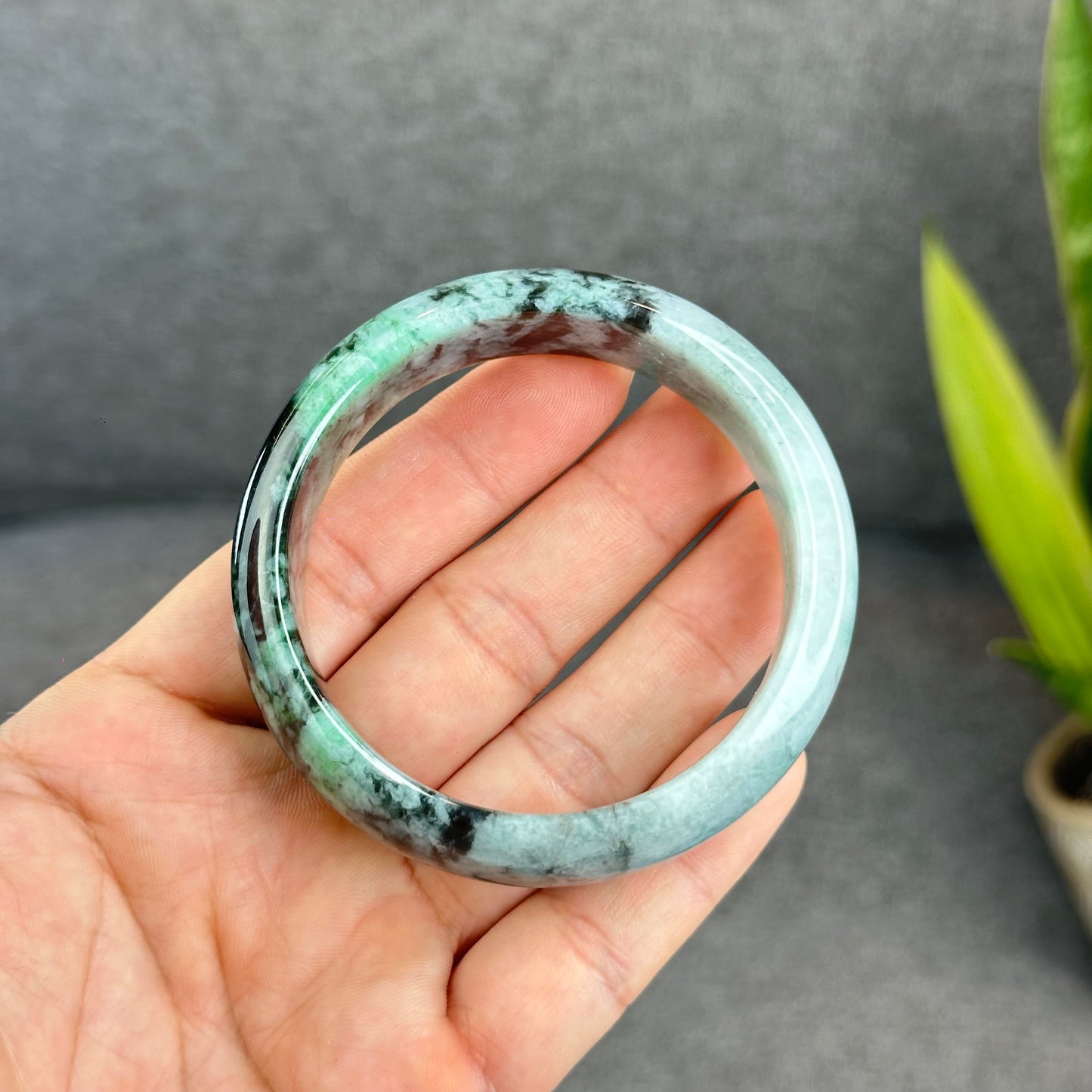 Bracelet Jadeite Jade Style Feuille Taille 58 mm