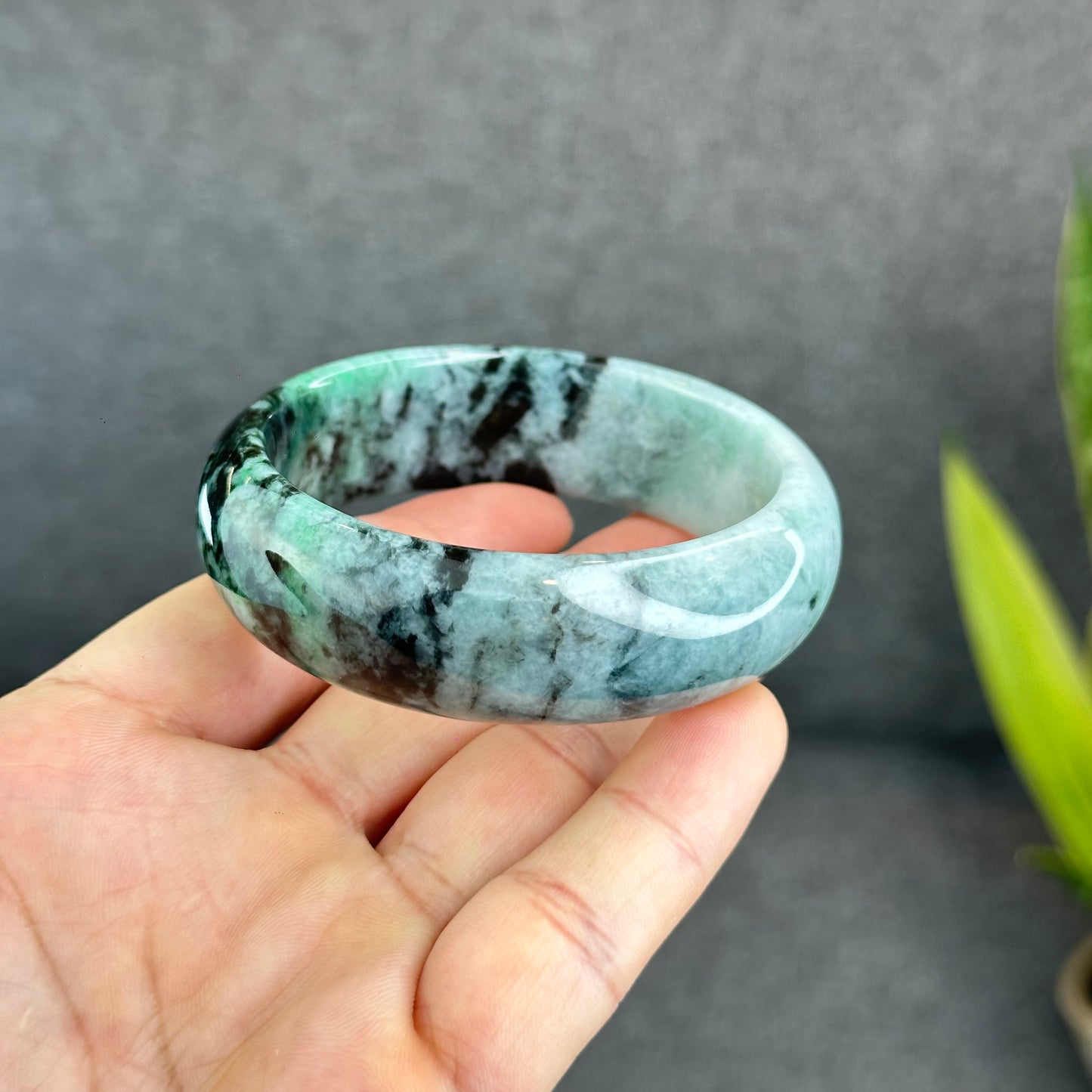 Bracelet Jadeite Jade Style Feuille Taille 58 mm